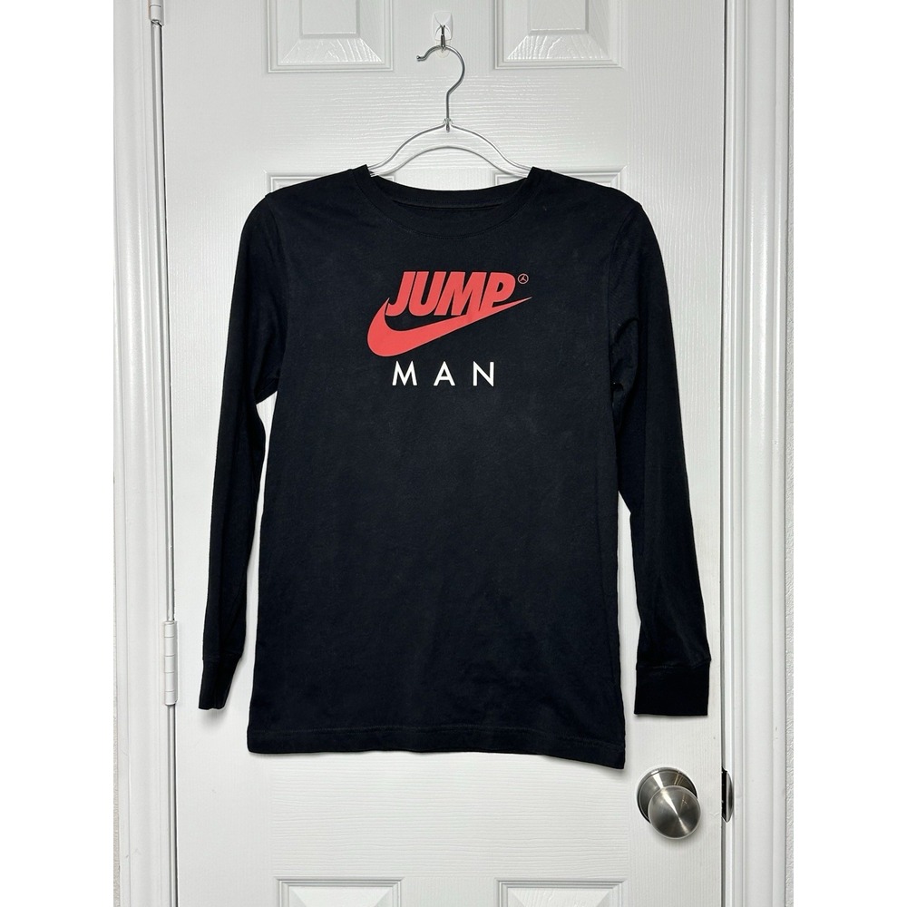 Nike Jordan Jumpman Logo Long‎ Sleeve Black T-shirt Boys Sz Large 12-13 Years